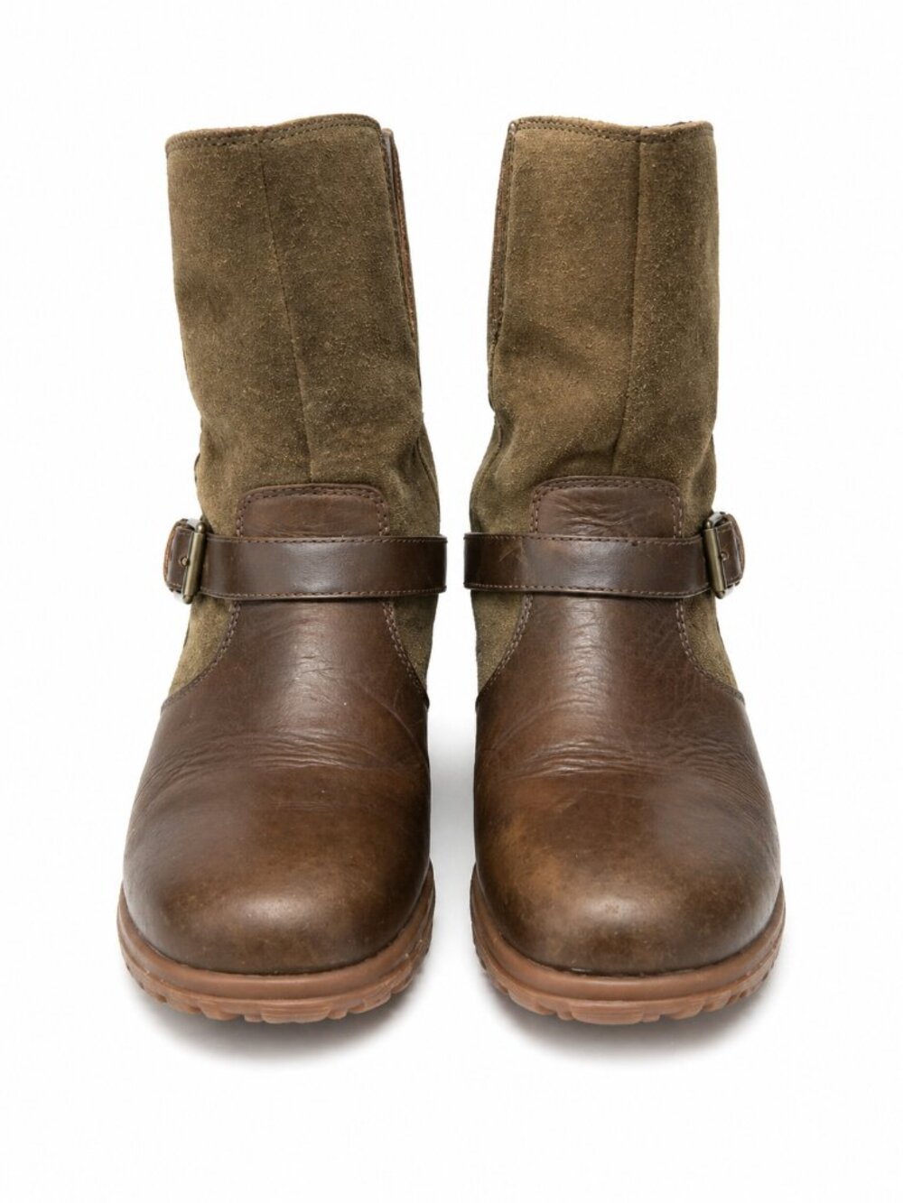 Bogs Brown Leather & Suede Buckle Moto Boots